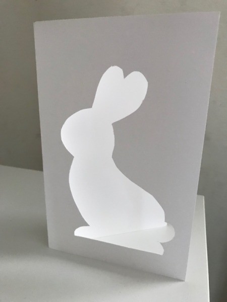 Silhouette Bunny Card - front of card after cutting out the bunny shape