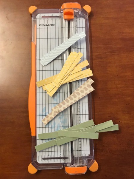 Silhouette Bunny Card - use paper cutter to cut strips of different colors