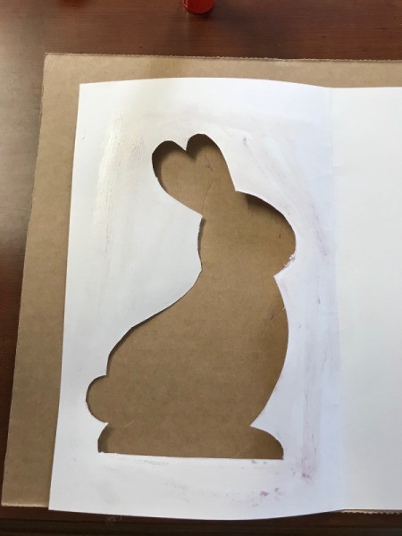 Silhouette Bunny Card - apply glue around the bunny cut out