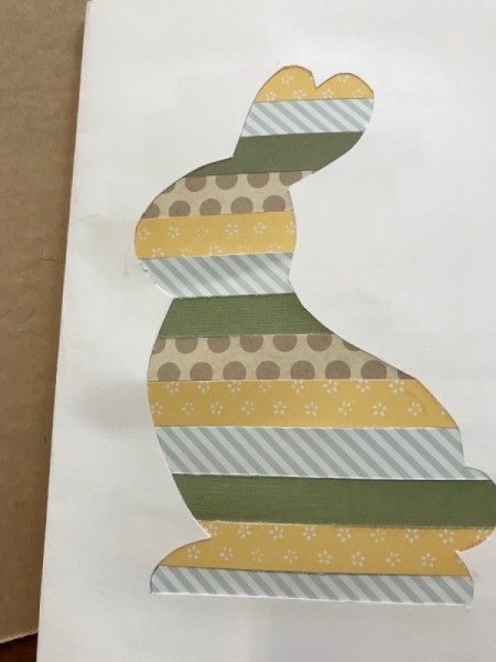 Silhouette Bunny Card - view of completed card with papers glued on