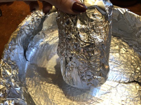 foil wrapped can for center of pan