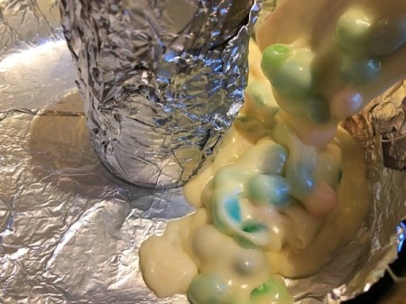 pouring batter into springform pan