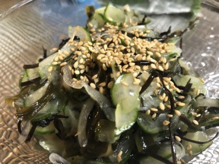 sesame seeds on Wakame Seaweed Salad