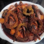 Fish and Onion Rings on plate