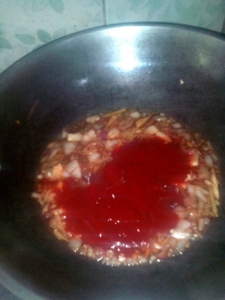adding catsup Sweet and Sour sauce
