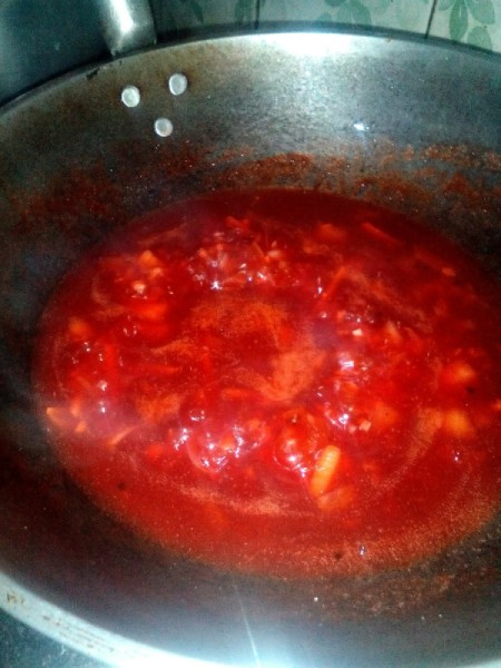 Sweet and Sour sauce simmering in pan