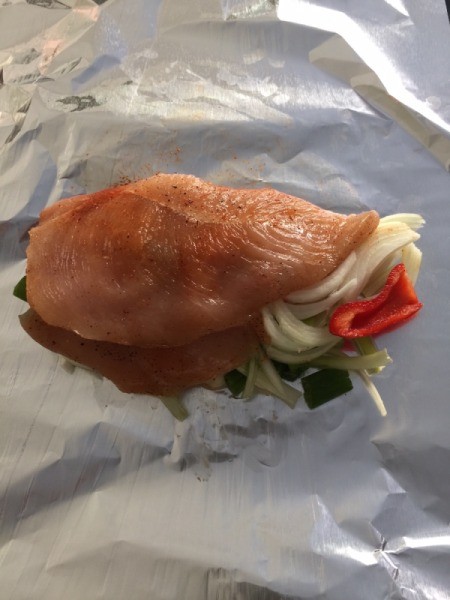 Stuffed Chicken Breast on foil