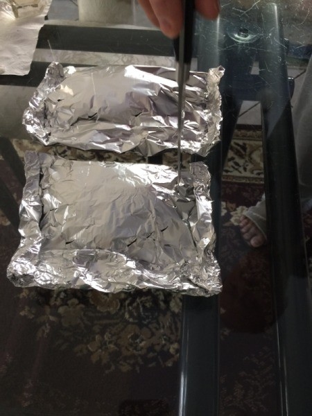 Stuffed Chicken Breast wrapped in foil