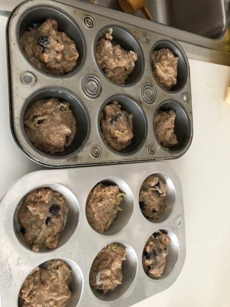 2/3rds filled muffin tins