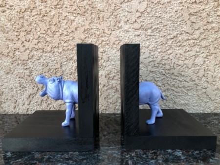 Making Plastic Animal Bookends - animal halves glued to wood
