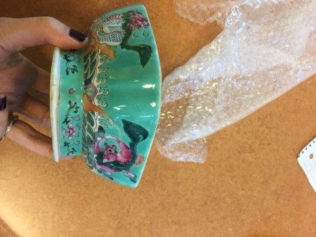 Value of China Bowls  - turquoise bowl with sea dragon