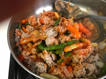 added vegetables and tomato soup to filling
