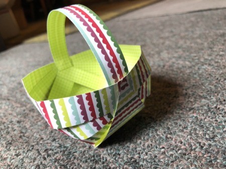 Craft Paper Basket - view from the side of the finished basket