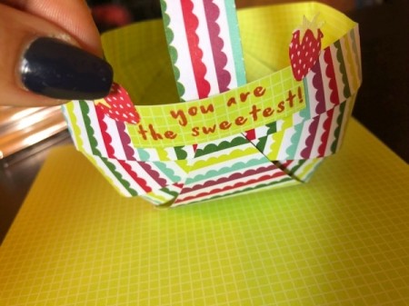 Craft Paper Basket - glue paper strawberries to the top ends of the message paper strip