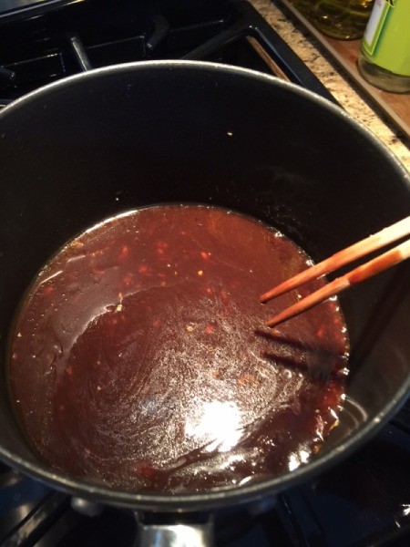 mixing hoisin sauce