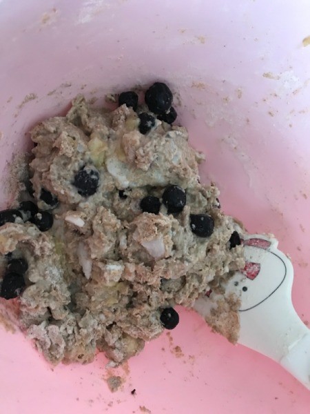 Blueberries added to batter