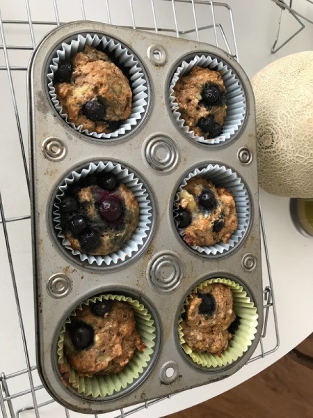 baked Banana Blueberry Muffins