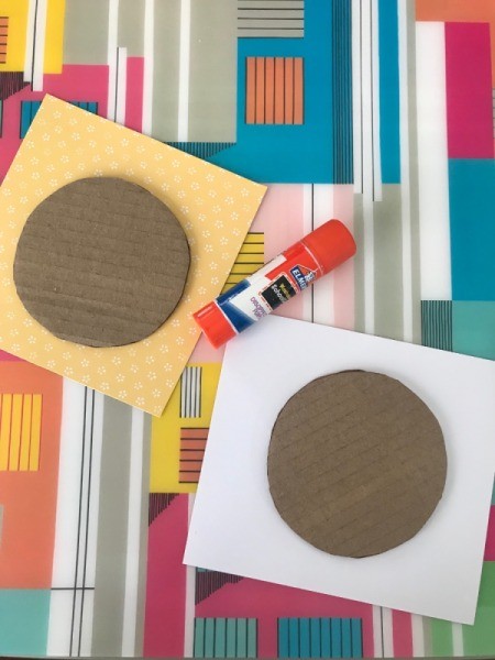 Trinket Box - glue the circle of cardboard to the wrong side of the paper, repeat
