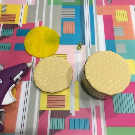 Trinket Box - glue one paper covered circle to end of tape ring, right side out