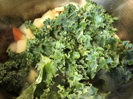 kale added to pot