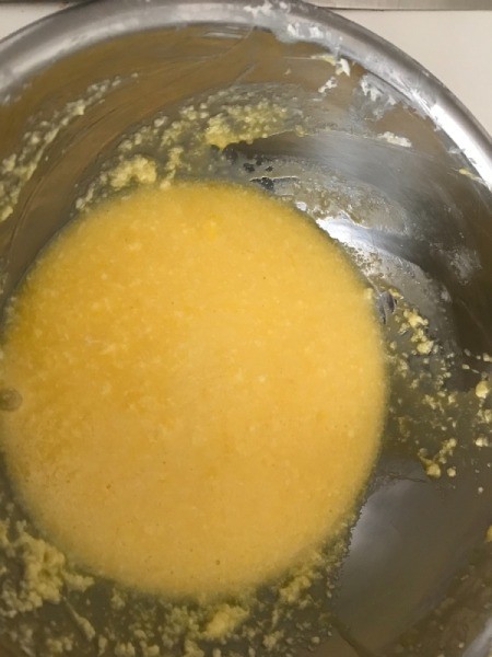 egg added to butter and sugar blend