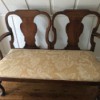 Identifying an Ornate Wooden Double Bench - dark wood two seat with upholstered seat
