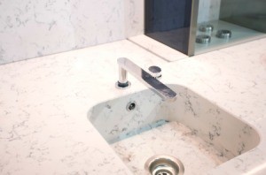 One piece marble bathroom sink.