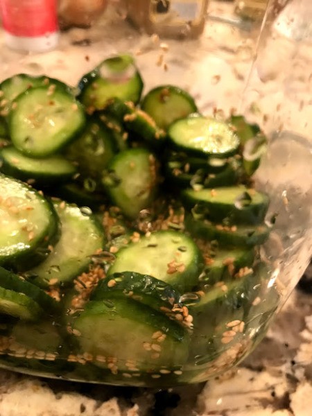 Quick Pickled Cucumbers in bowl