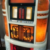 Value of a Rock-Ola Jukebox - orange and white juke