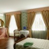 Bedroom with patterned valances