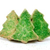 Tree cookies with green sugar sprinkles.