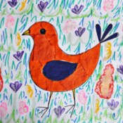 Colorful Spring Bird Kids Artwork - use pens to add more detail to the grass
