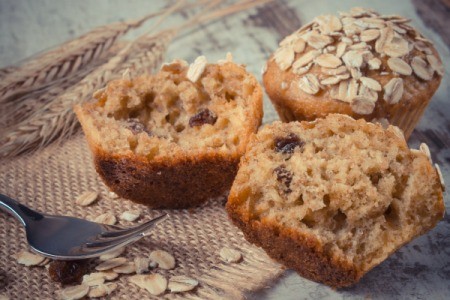 Oatmeal Muffins with fork