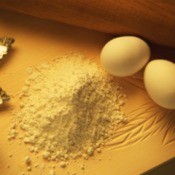 Eggs with a pile of powder