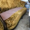 Determining the Age of a Couch - gold upholstered couch with partial tufting and wood trim