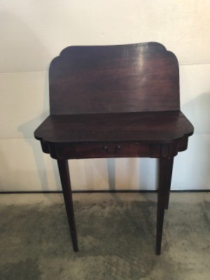 Value of Mersman Card Table - view of dark wood card table with one side folded up