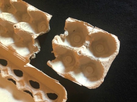 Egg Carton Rose Brooch - cut out a four egg compartment square