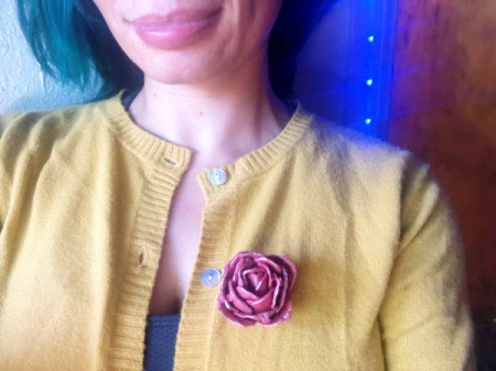 Egg Carton Rose Brooch - ready to wear