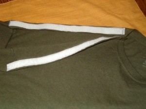 Altered T-Shirt for Shoulder Surgery - view of Velcro strips in place