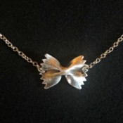Silver Pasta Necklace - silver bow tie pasta necklace