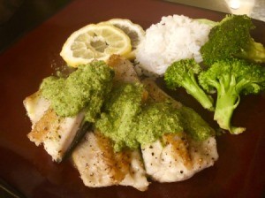 Pistachio Lemon Rainbow Trout on plate