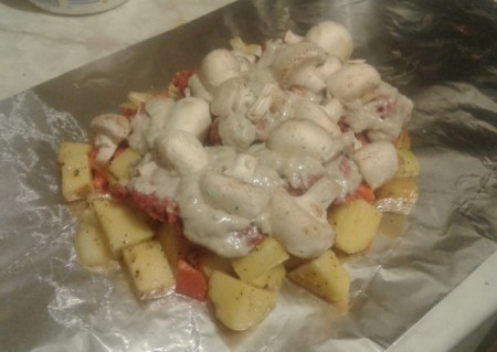 Foiled Meat and Veggie Dinner