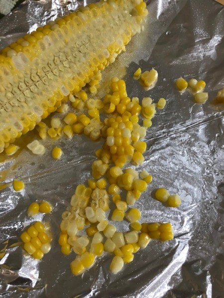 cutting corn from cob