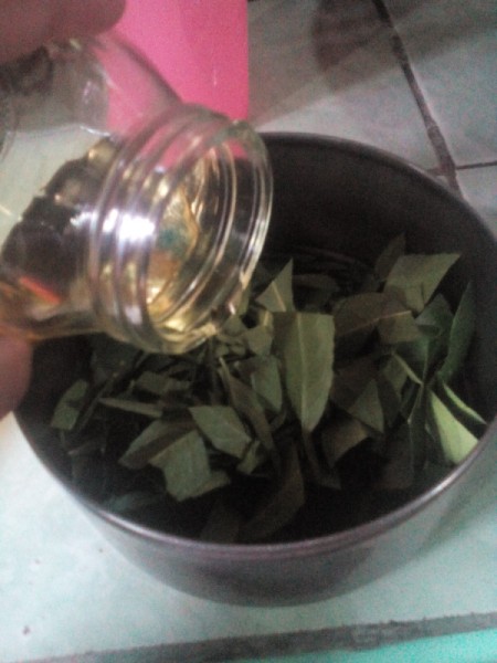 Make Your Own Essential Oil - put leaves in a heat resistant bowl
