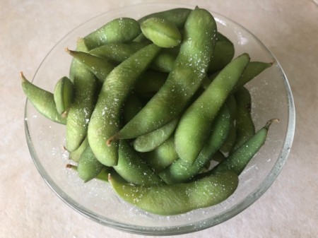 Green Tea Infused Edamame in bowl