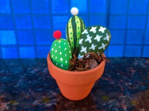 Decorative Stone Cactus - small terra cotta pot with super cute stone cactus