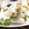Vegetarian spring rolls on a white plate