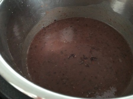 blending soup in pot