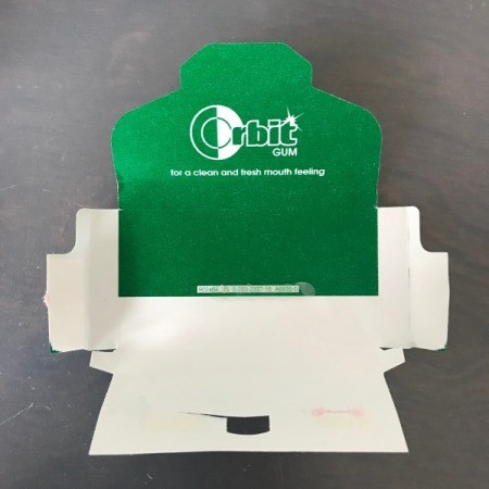 Upcycled Business Card Holder from Gum Packaging - open out flat