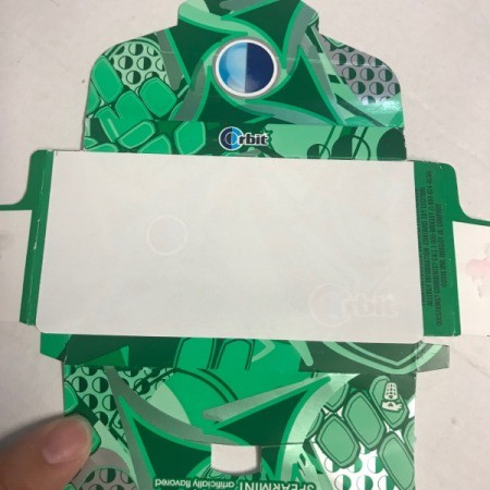 Upcycled Business Card Holder from Gum Packaging - covering with labels